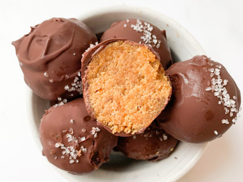 Peanut Butter Whiskey Balls - Cookie Dough and Oven Mitt