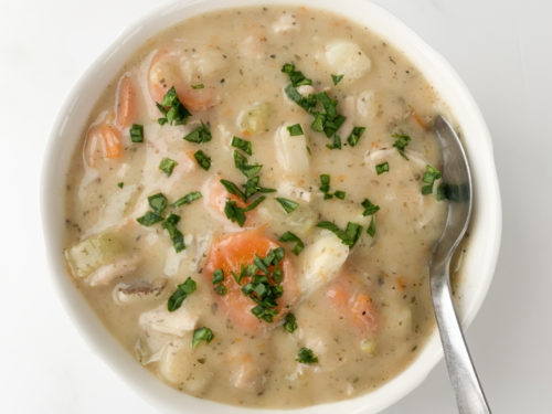 Gluten Free Creamy Chicken Vegetable Soup - Fresh Water Peaches